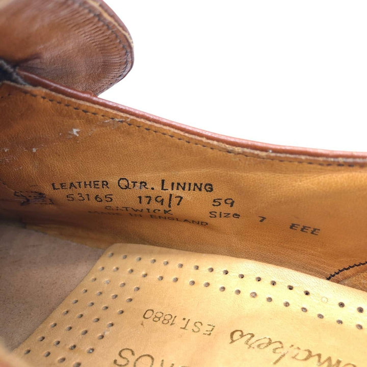 Loake Gatwick vamp loafers, made in England, size 7 EEE Men's 25.5cm genuine leather Camel type Vintage Second Hand