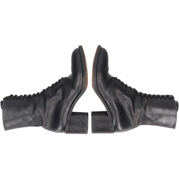 FREELANCE lace-up boots, made in France, size 38 Women's 23.0cm unclear black type Vintage Second Hand