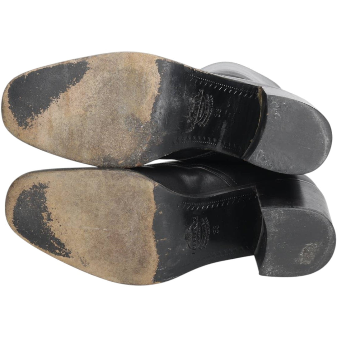 FREELANCE lace-up boots, made in France, size 38 Women's 23.0cm unclear black type Vintage Second Hand