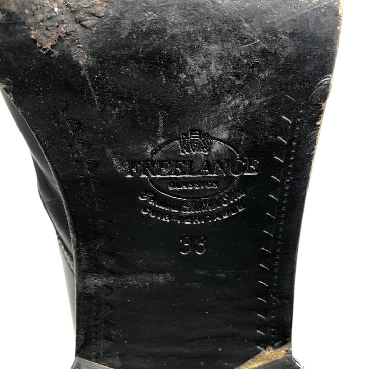 FREELANCE lace-up boots, made in France, size 38 Women's 23.0cm unclear black type Vintage Second Hand