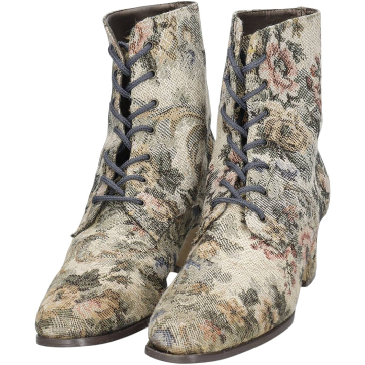 HIGH LIGHTS All-over Floral Print Lace-up Boots Size 6 Women's 23.5cm unclear Beige type Vintage Second Hand