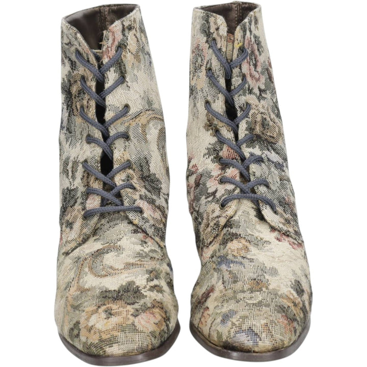 HIGH LIGHTS All-over Floral Print Lace-up Boots Size 6 Women's 23.5cm unclear Beige type Vintage Second Hand