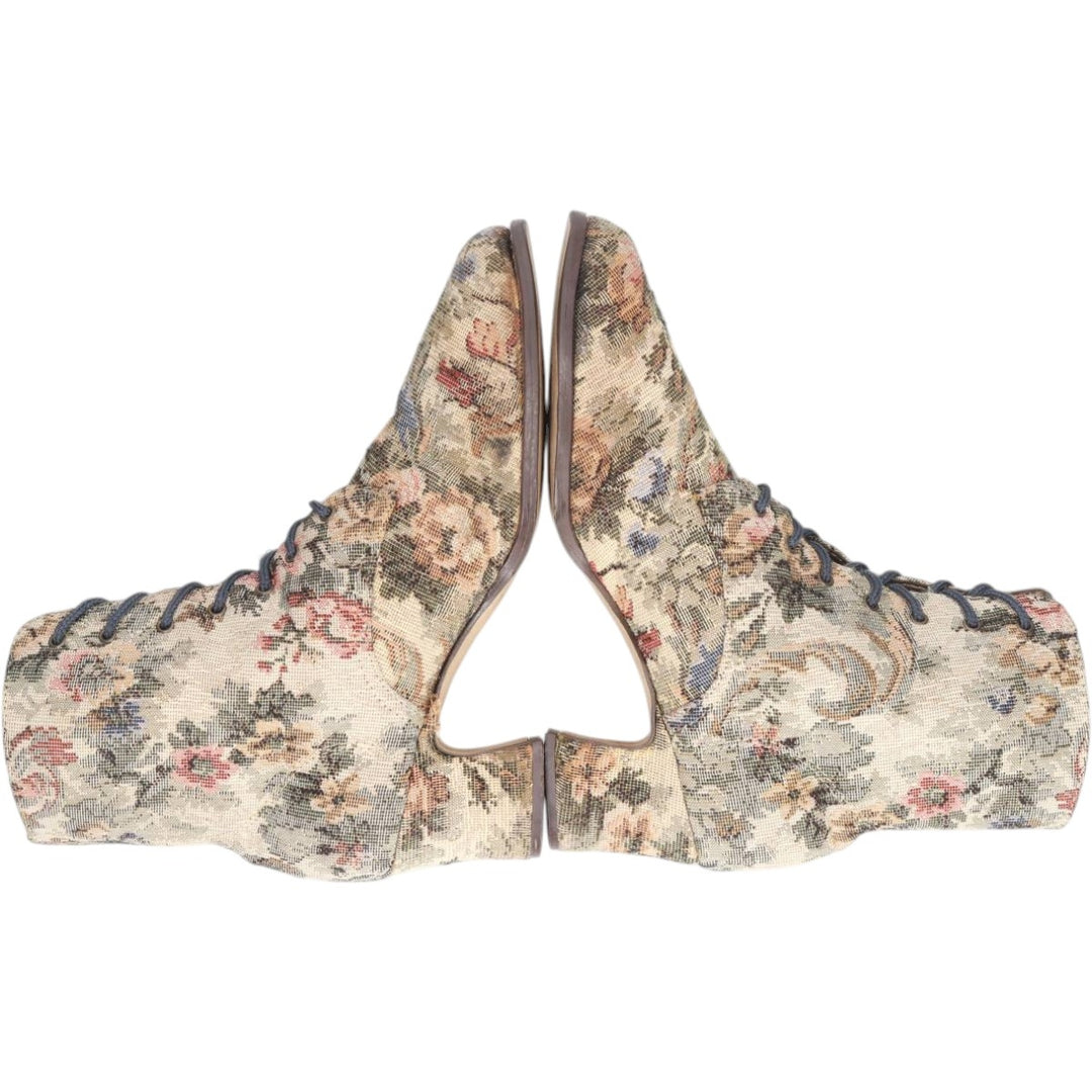 HIGH LIGHTS All-over Floral Print Lace-up Boots Size 6 Women's 23.5cm unclear Beige type Vintage Second Hand