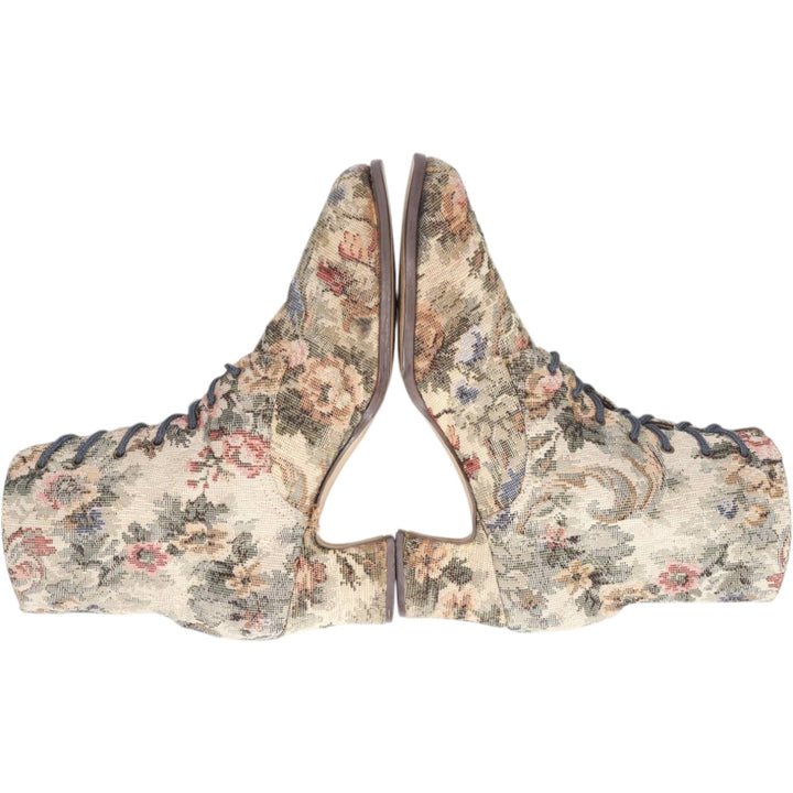 HIGH LIGHTS All-over Floral Print Lace-up Boots Size 6 Women's 23.5cm unclear Beige type Vintage Second Hand
