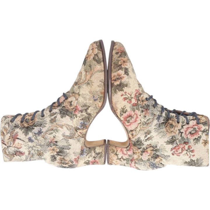 HIGH LIGHTS All-over Floral Print Lace-up Boots Size 6 Women's 23.5cm unclear Beige type Vintage Second Hand