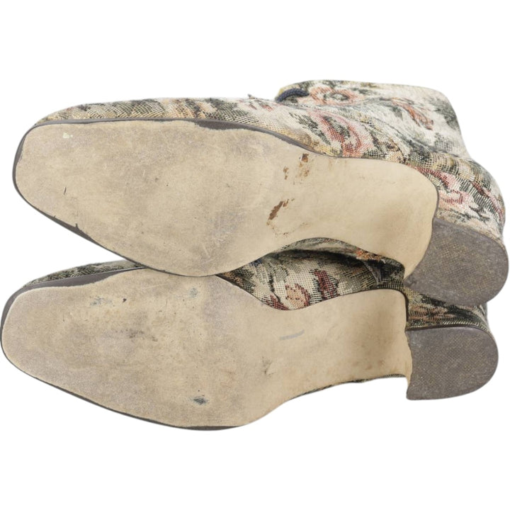 HIGH LIGHTS All-over Floral Print Lace-up Boots Size 6 Women's 23.5cm unclear Beige type Vintage Second Hand