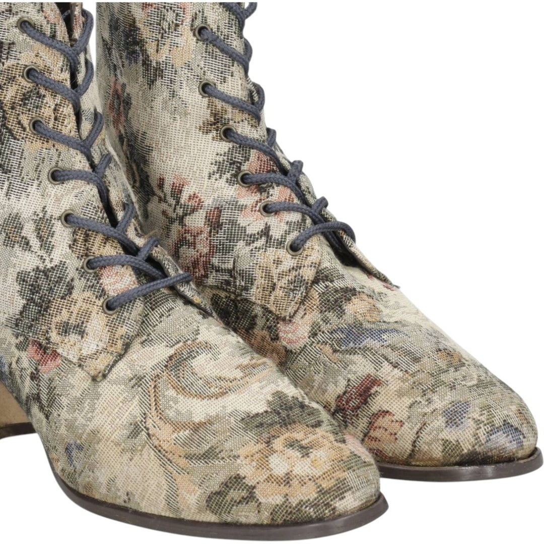 HIGH LIGHTS All-over Floral Print Lace-up Boots Size 6 Women's 23.5cm unclear Beige type Vintage Second Hand