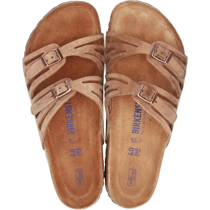 Birkenstock Granada Comfort Sandals, Made in Germany, Size 40 Women's 25.0cm genuine leather beige type brown Vintage Second Hand