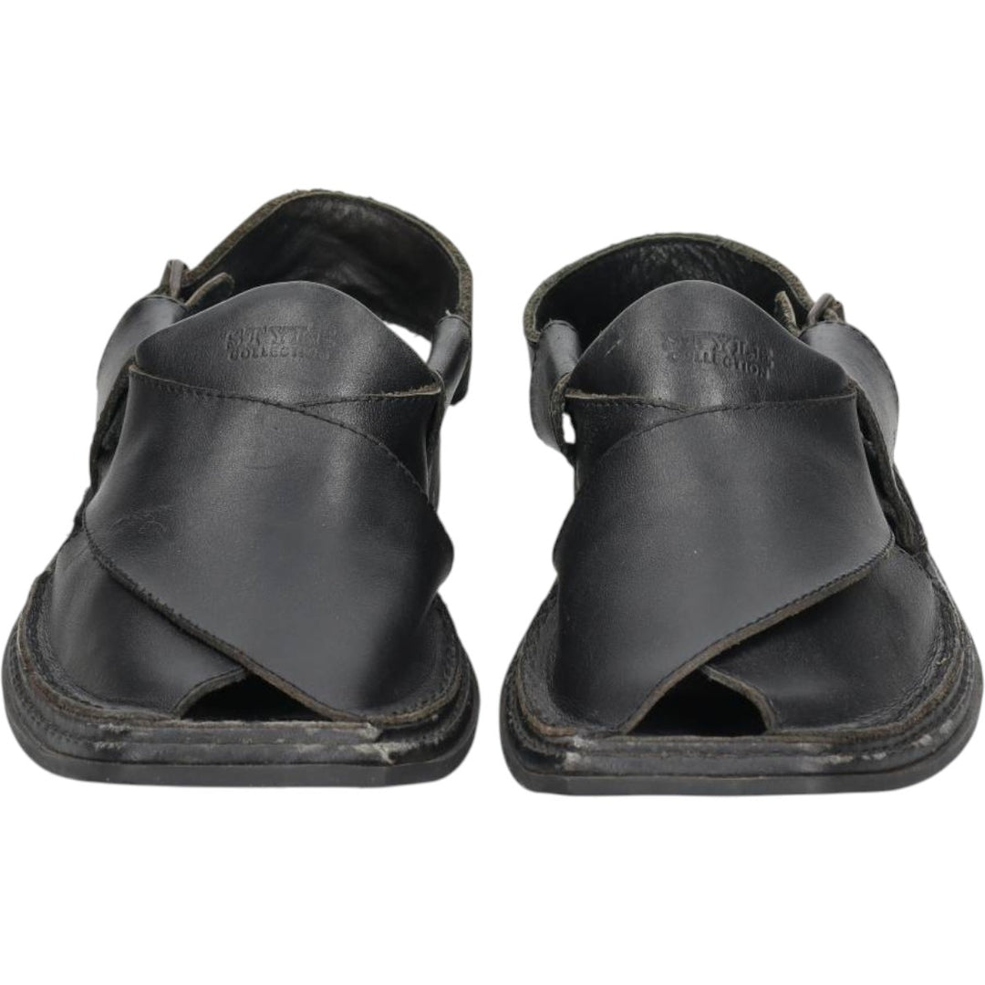 STYLE COLLECTION Square Toe Leather Sandals Men's 27.0cm unclear black type Vintage Second Hand