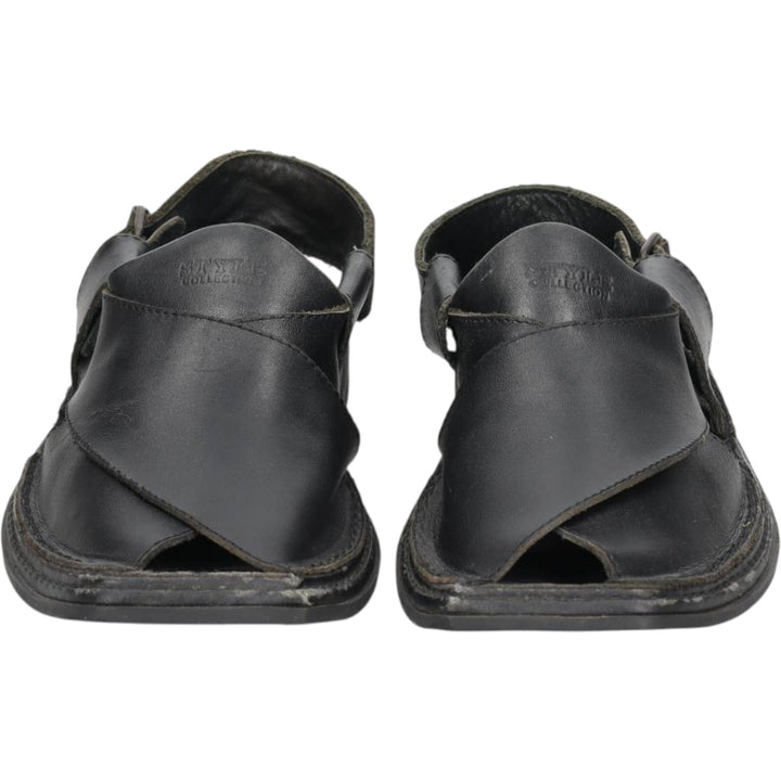 STYLE COLLECTION Square Toe Leather Sandals Men's 27.0cm unclear black type Vintage Second Hand