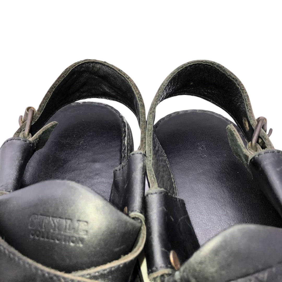 STYLE COLLECTION Square Toe Leather Sandals Men's 27.0cm unclear black type Vintage Second Hand