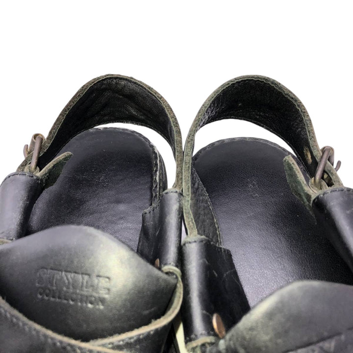 STYLE COLLECTION Square Toe Leather Sandals Men's 27.0cm unclear black type Vintage Second Hand