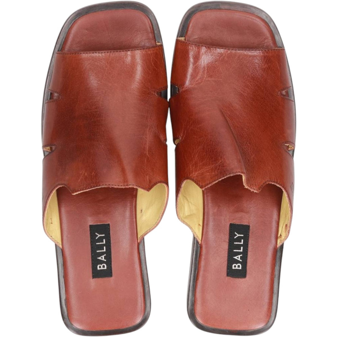 Bally square-toe leather sandals, made in Italy, size 9 1/2 E Men's 28.0cm unclear brown type Vintage Second Hand