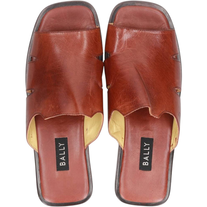 Bally square-toe leather sandals, made in Italy, size 9 1/2 E Men's 28.0cm unclear brown type Vintage Second Hand
