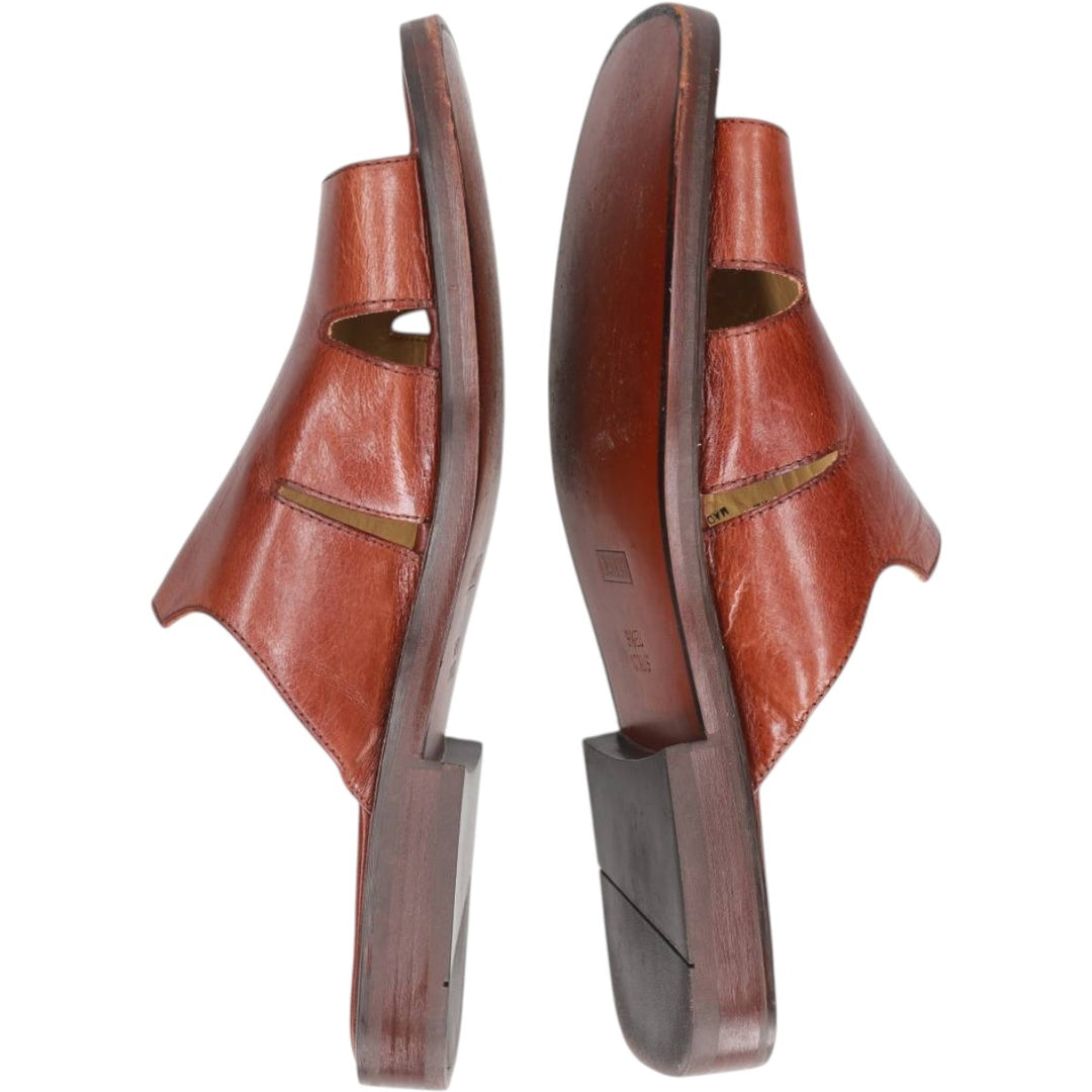 Bally square-toe leather sandals, made in Italy, size 9 1/2 E Men's 28.0cm unclear brown type Vintage Second Hand