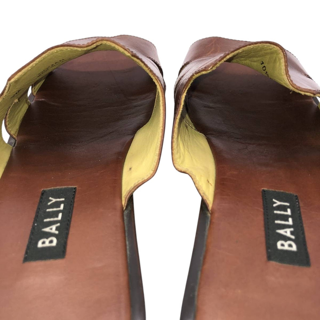 Bally square-toe leather sandals, made in Italy, size 9 1/2 E Men's 28.0cm unclear brown type Vintage Second Hand