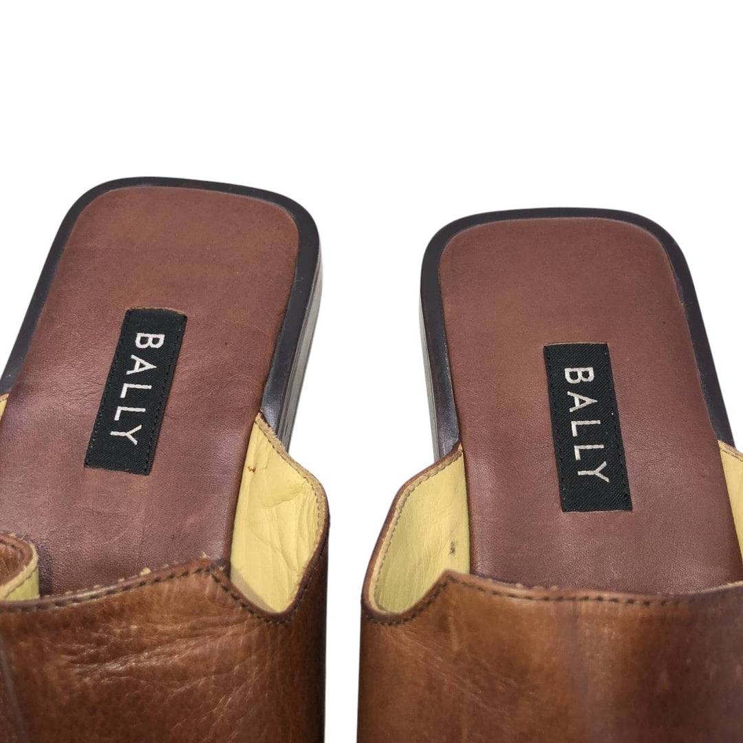 Bally square-toe leather sandals, made in Italy, size 9 1/2 E Men's 28.0cm unclear brown type Vintage Second Hand
