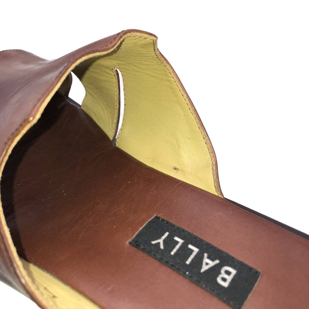 Bally square-toe leather sandals, made in Italy, size 9 1/2 E Men's 28.0cm unclear brown type Vintage Second Hand