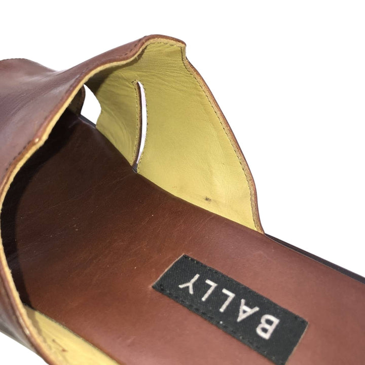Bally square-toe leather sandals, made in Italy, size 9 1/2 E Men's 28.0cm unclear brown type Vintage Second Hand