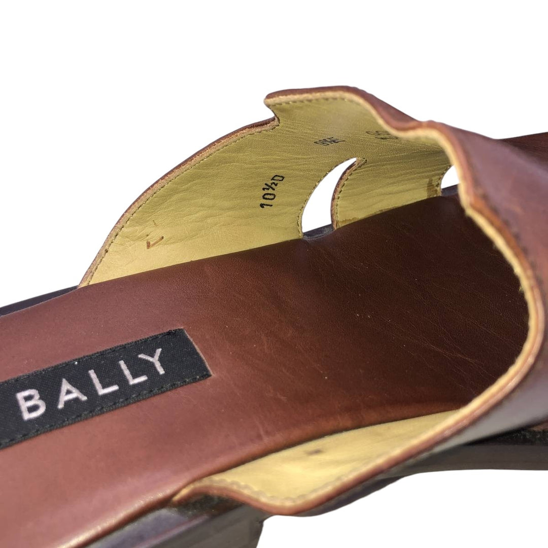 Bally square-toe leather sandals, made in Italy, size 9 1/2 E Men's 28.0cm unclear brown type Vintage Second Hand