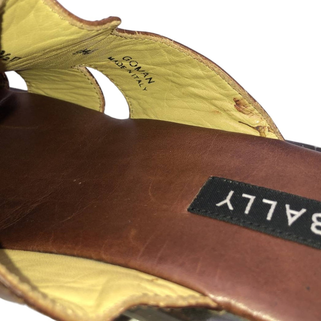 Bally square-toe leather sandals, made in Italy, size 9 1/2 E Men's 28.0cm unclear brown type Vintage Second Hand