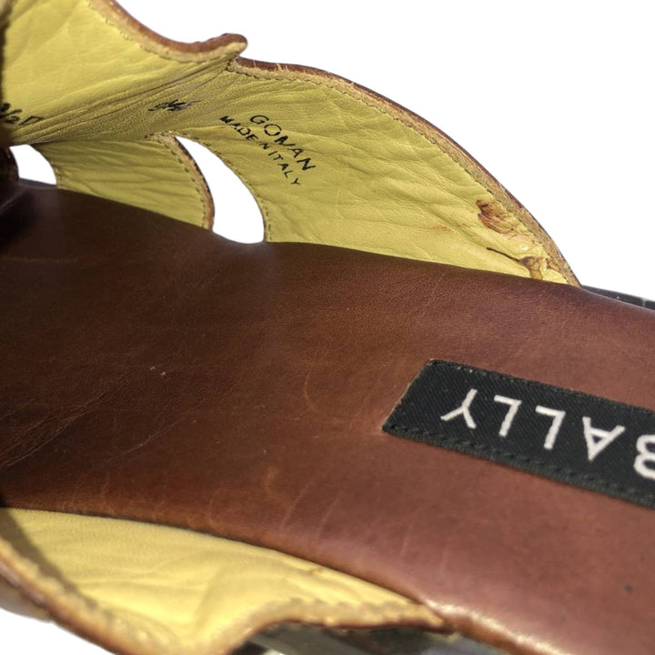 Bally square-toe leather sandals, made in Italy, size 9 1/2 E Men's 28.0cm unclear brown type Vintage Second Hand