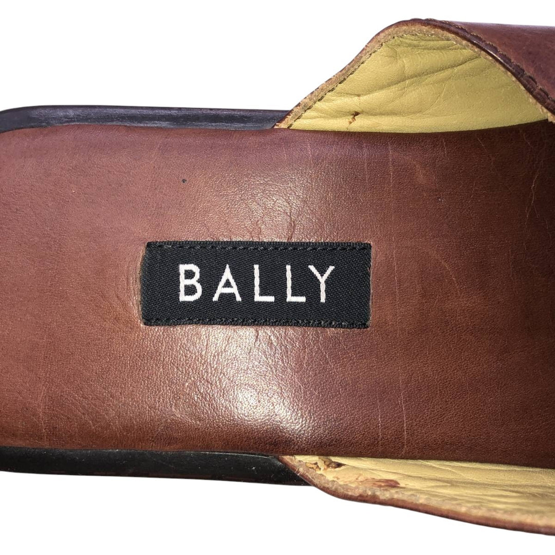 Bally square-toe leather sandals, made in Italy, size 9 1/2 E Men's 28.0cm unclear brown type Vintage Second Hand