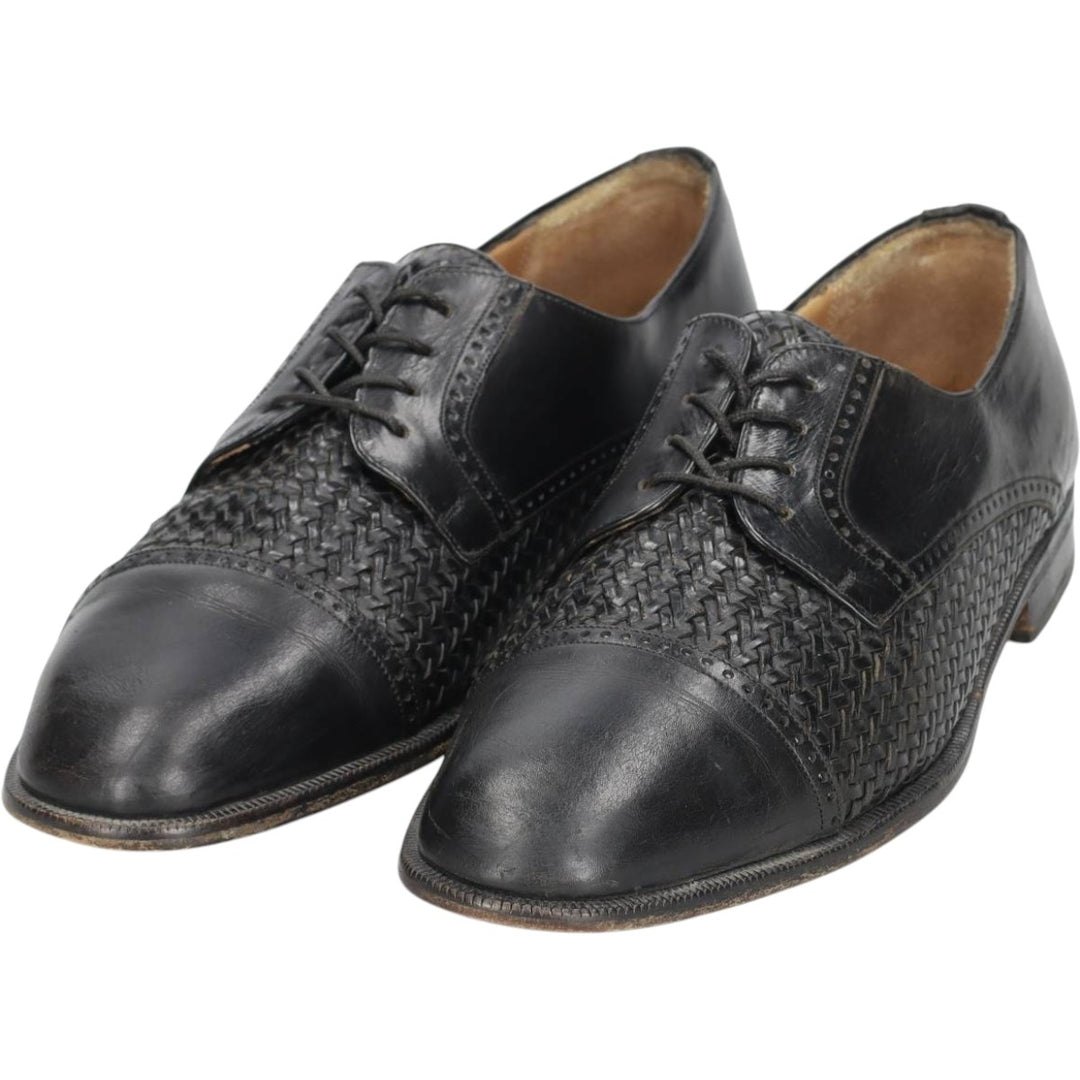 Mezlan knitted straight-tip shoes, size 8 1/2 Men's 26.5cm unclear black type Vintage Second Hand