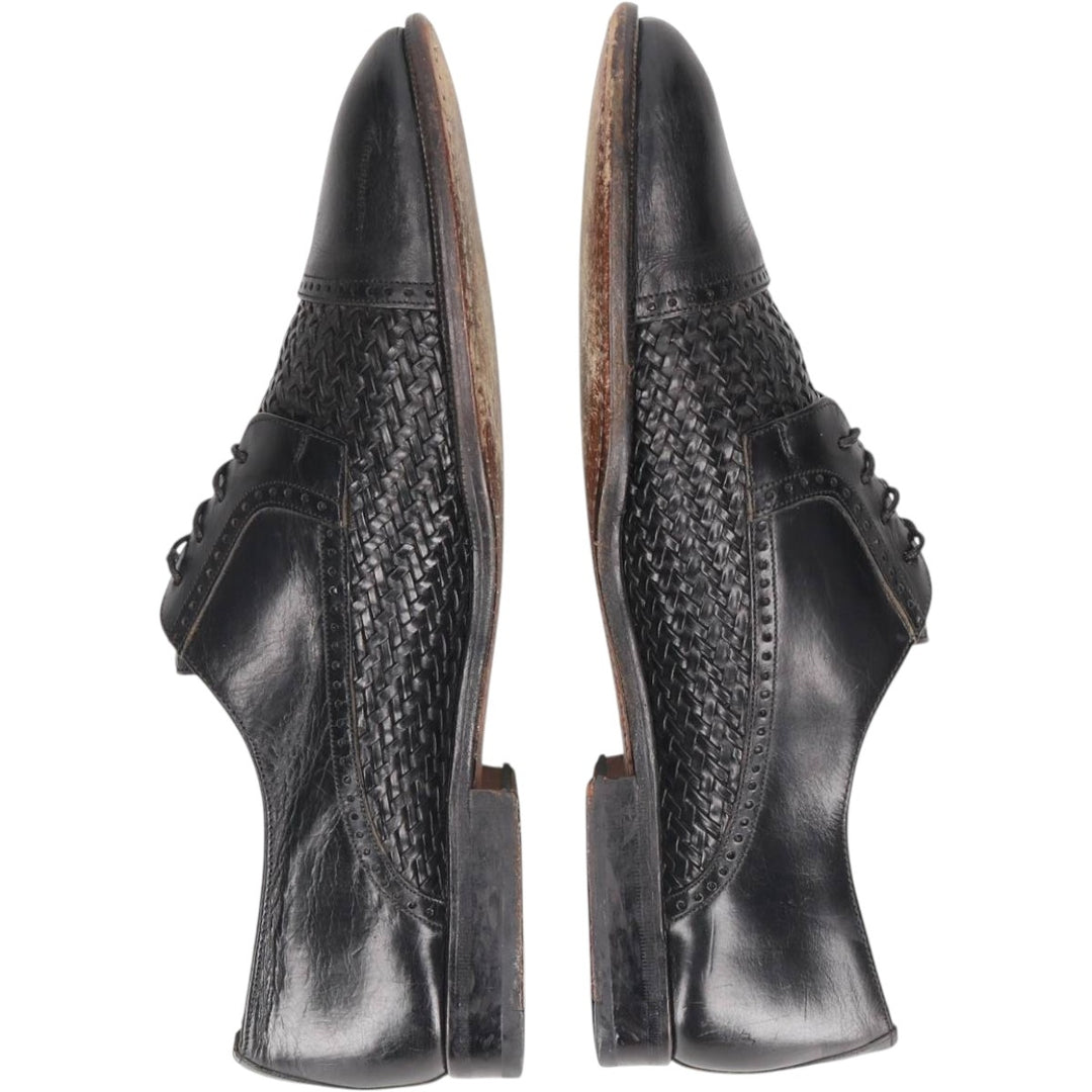 Mezlan knitted straight-tip shoes, size 8 1/2 Men's 26.5cm unclear black type Vintage Second Hand