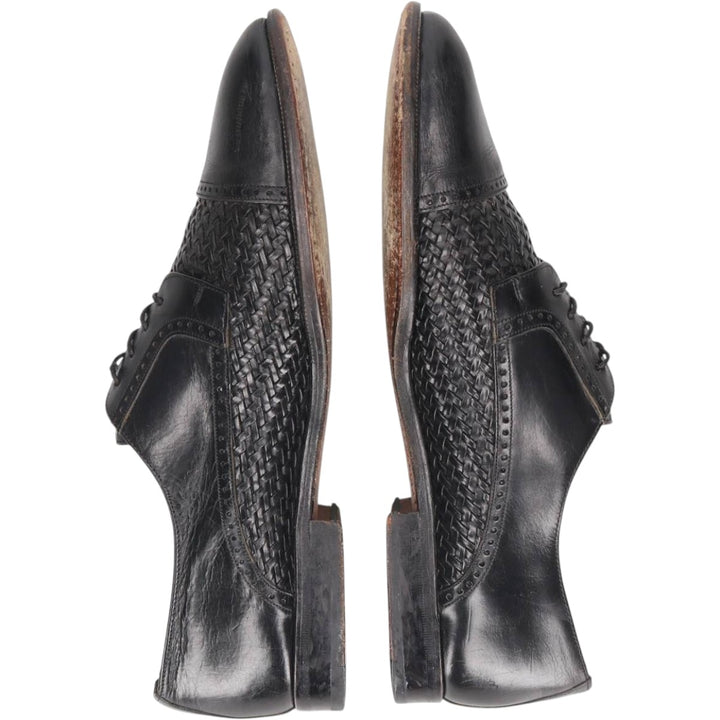 Mezlan knitted straight-tip shoes, size 8 1/2 Men's 26.5cm unclear black type Vintage Second Hand