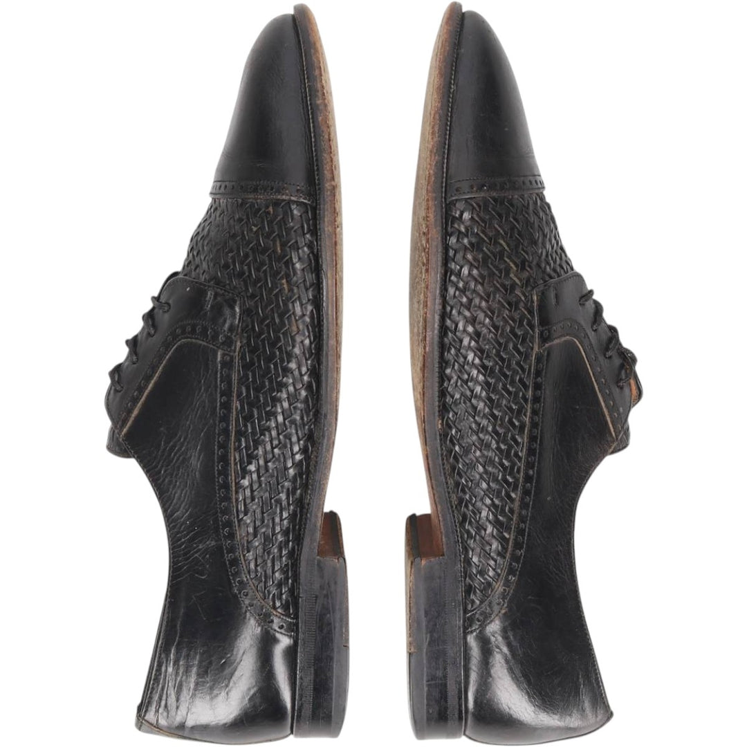 Mezlan knitted straight-tip shoes, size 8 1/2 Men's 26.5cm unclear black type Vintage Second Hand