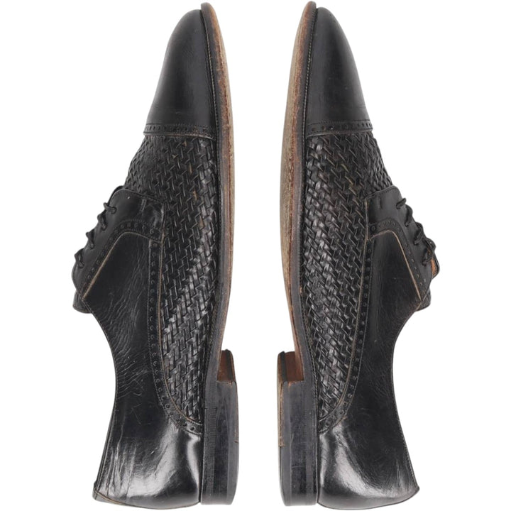 Mezlan knitted straight-tip shoes, size 8 1/2 Men's 26.5cm unclear black type Vintage Second Hand