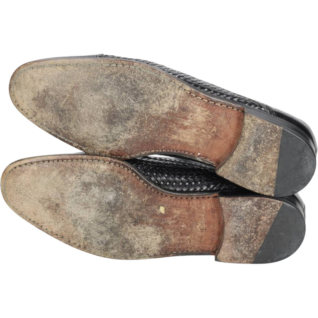 Mezlan knitted straight-tip shoes, size 8 1/2 Men's 26.5cm unclear black type Vintage Second Hand