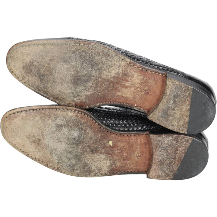 Mezlan knitted straight-tip shoes, size 8 1/2 Men's 26.5cm unclear black type Vintage Second Hand