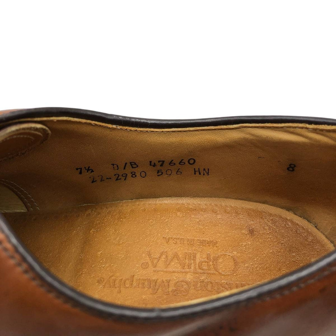 Johnston & Murphy OPTIMA Plain Straight Tip Shoes, Made in USA, Size 7 1/2D Men's 25.5cm unclear brown type Vintage Second Hand
