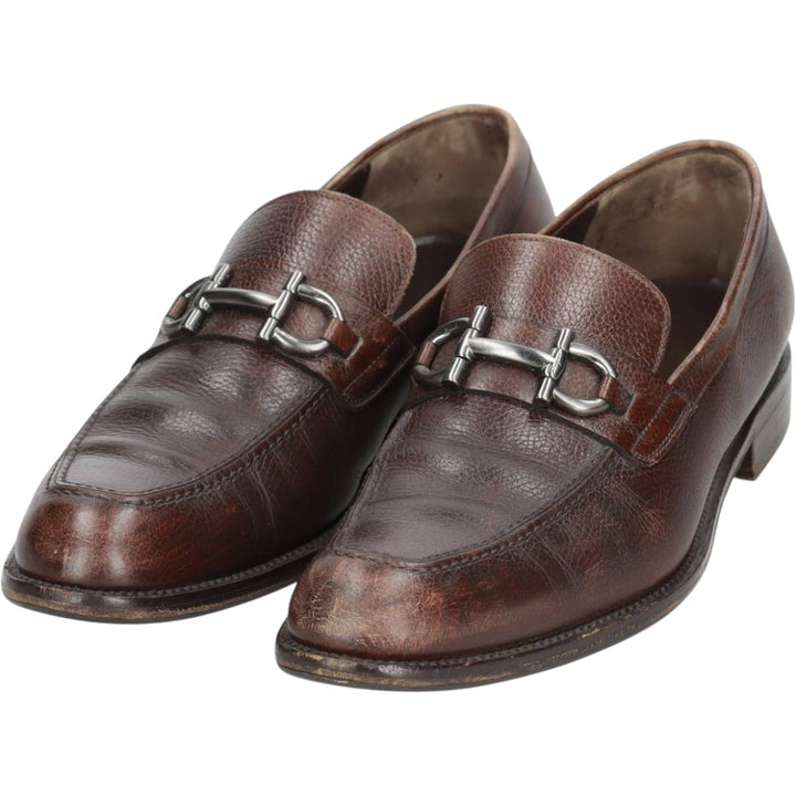 Salvatore Ferragamo bit loafers, made in Italy, size 9 1/2D Men's 27.5cm unclear brown type Vintage Second Hand
