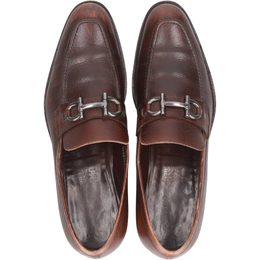 Salvatore Ferragamo bit loafers, made in Italy, size 9 1/2D Men's 27.5cm unclear brown type Vintage Second Hand
