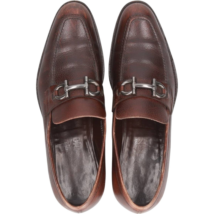 Salvatore Ferragamo bit loafers, made in Italy, size 9 1/2D Men's 27.5cm unclear brown type Vintage Second Hand