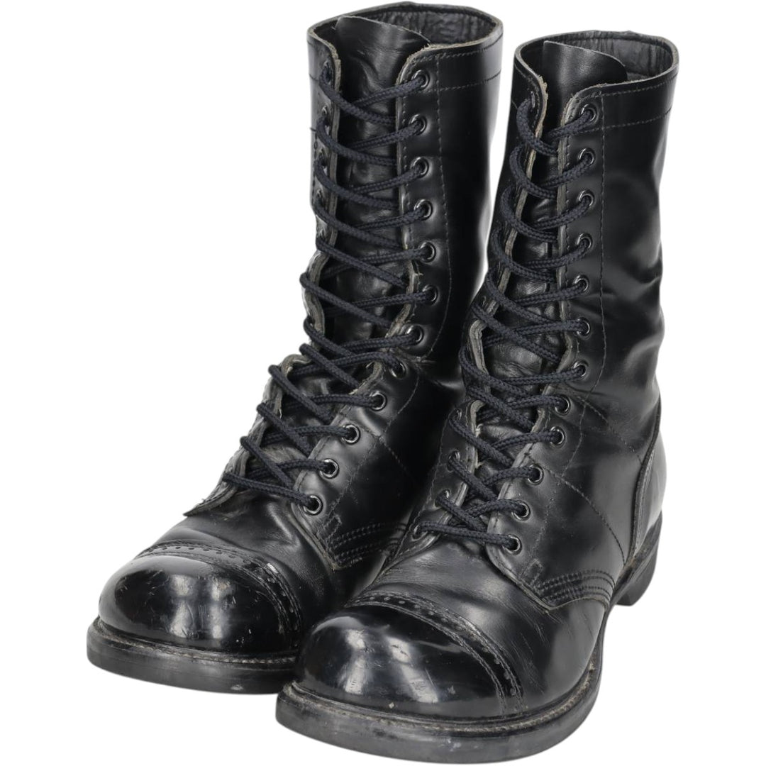 Civilian-made HH BRAND steel-toe straight-tip combat boots, made in the USA, size 10 1/2 E (equivalent to men's 11.2"), vintage style /saa016050 Men's 28.5cm unclear black type Vintage Second Hand