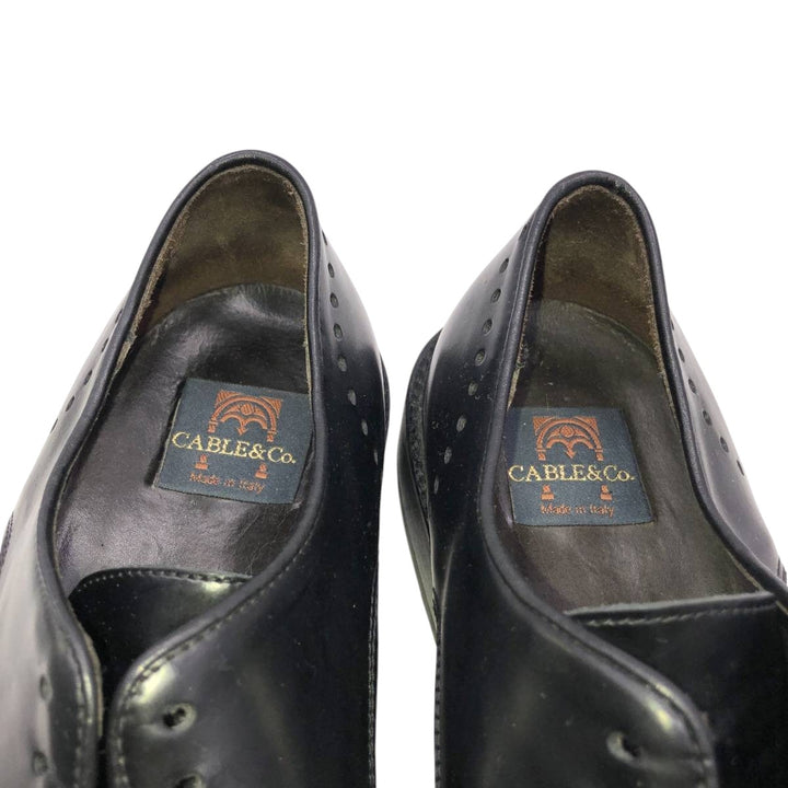 CABLE AND Co. Imitation Cap-Toe Leather Shoes, Made in Italy, Size 10 1/2 Men's 29.0cm genuine leather black type Vintage Second Hand
