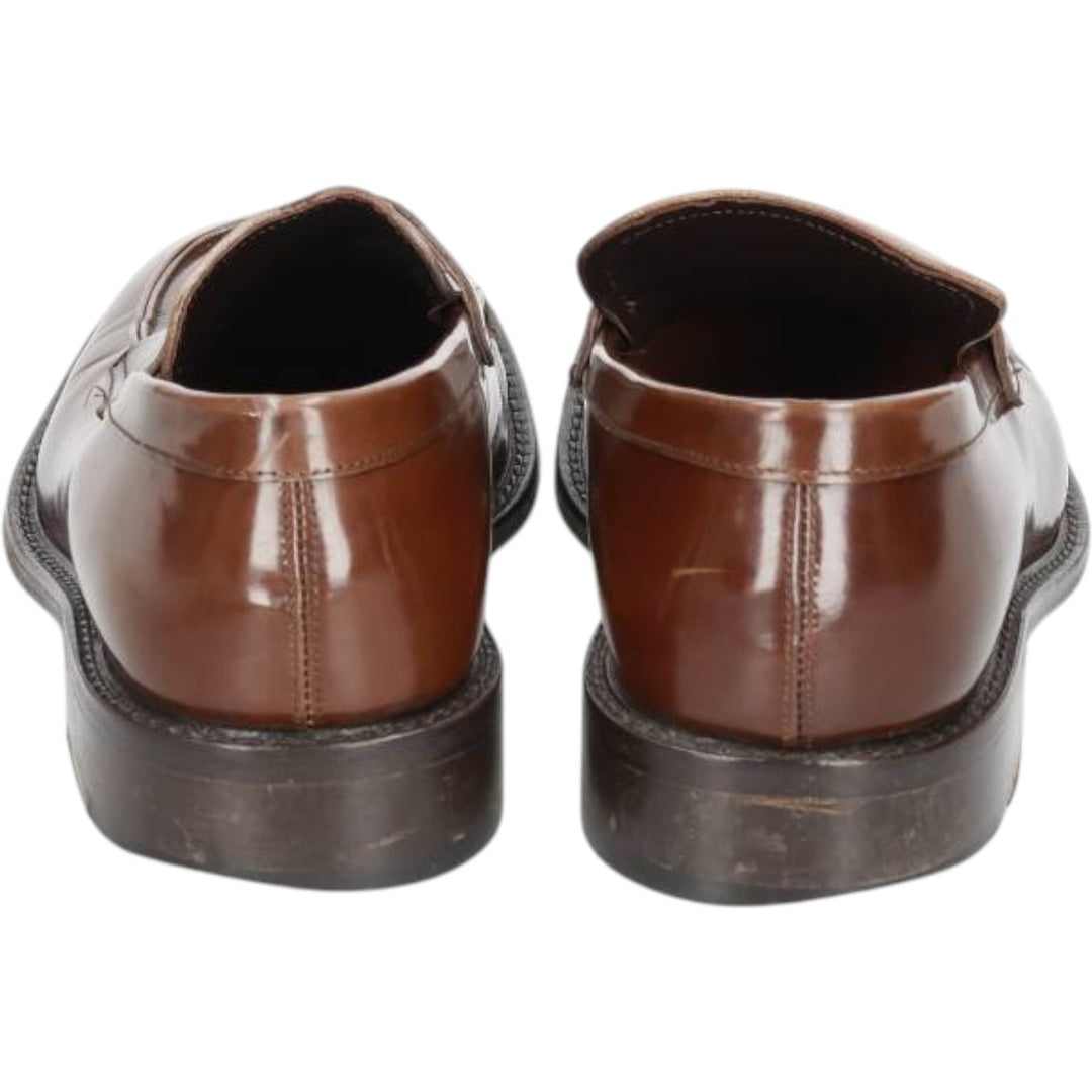 Square-toe coin loafers, made in Italy, size 43 Men's 26.5cm genuine leather brown type Vintage Second Hand
