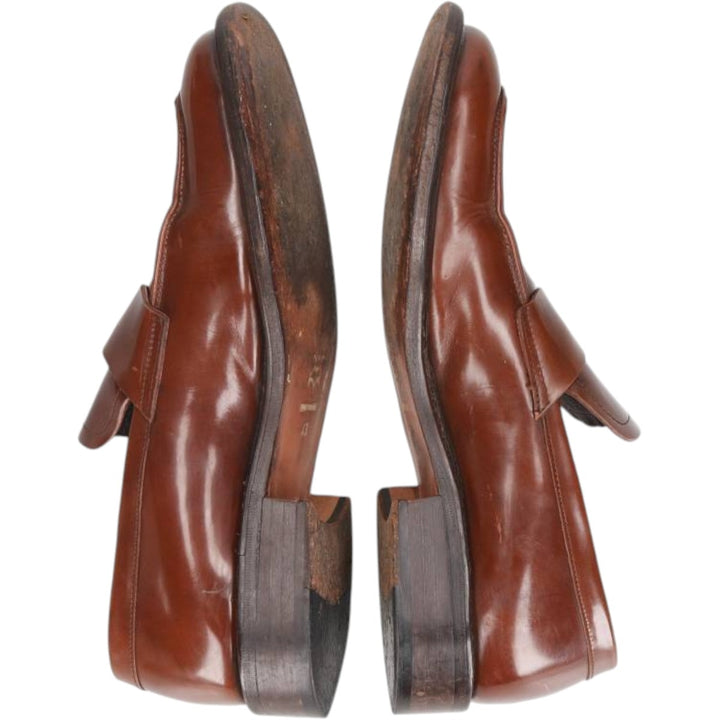 Square-toe coin loafers, made in Italy, size 43 Men's 26.5cm genuine leather brown type Vintage Second Hand