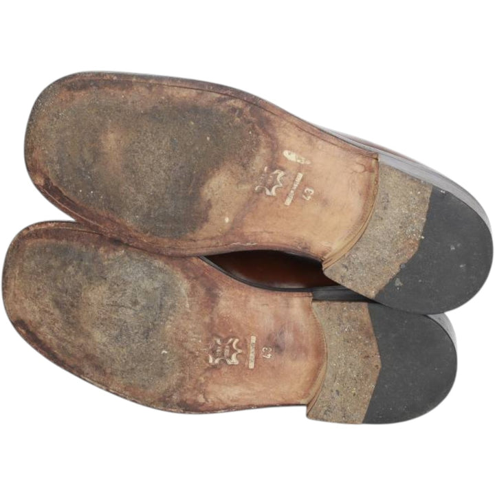 Square-toe coin loafers, made in Italy, size 43 Men's 26.5cm genuine leather brown type Vintage Second Hand