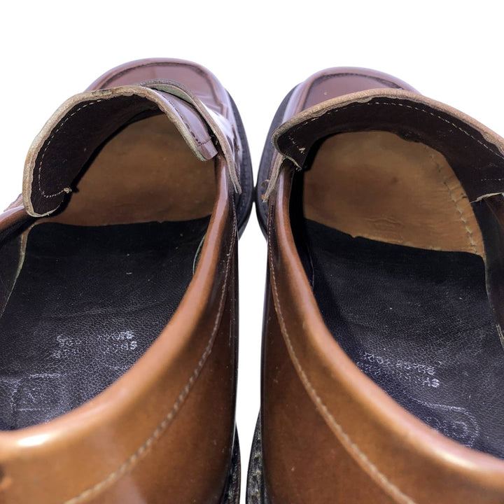 Square-toe coin loafers, made in Italy, size 43 Men's 26.5cm genuine leather brown type Vintage Second Hand