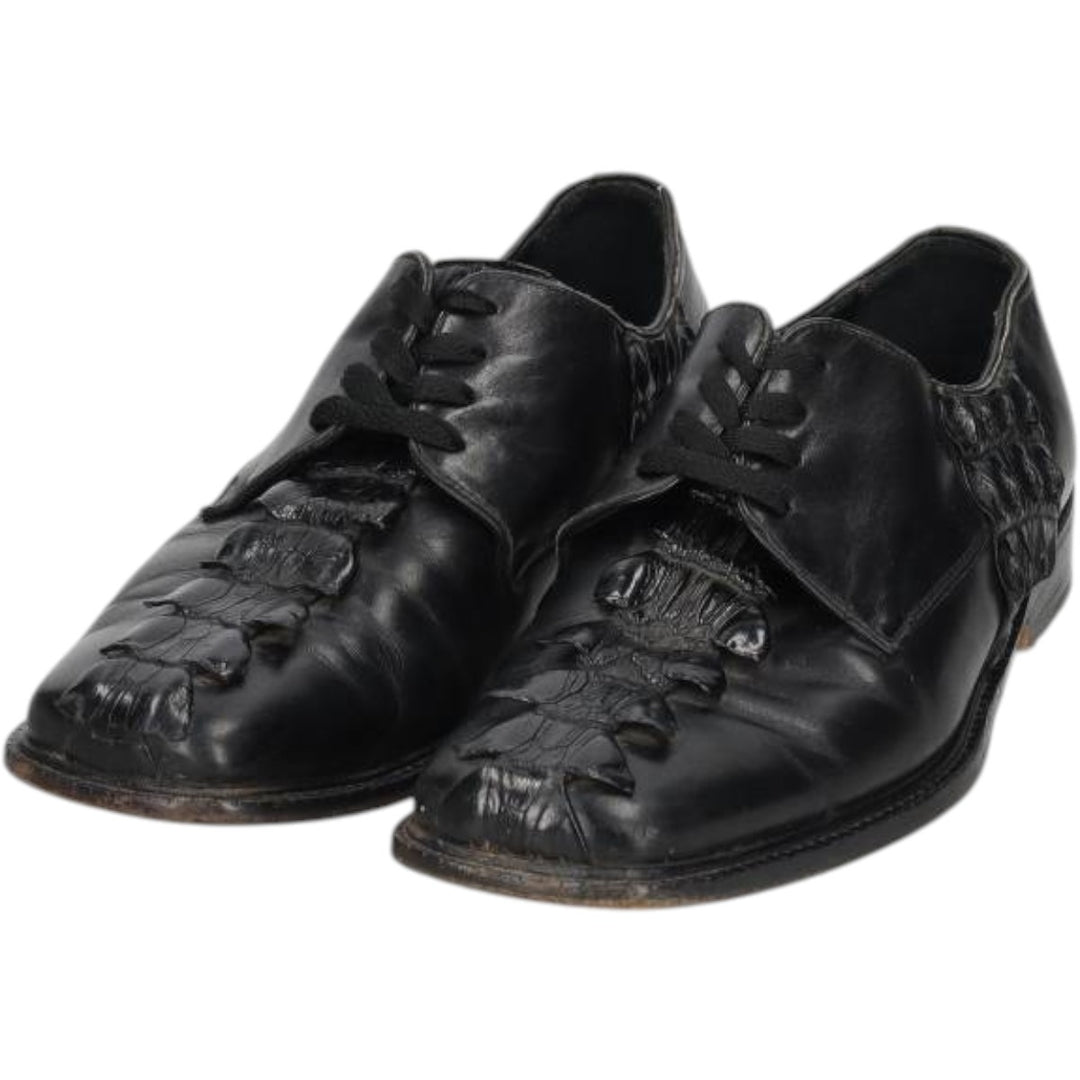 BELVEDERE FLORENCE Square Toe Leather Shoes, Made in Italy, Size 9M Men's 27.5cm genuine leather black type Vintage Second Hand