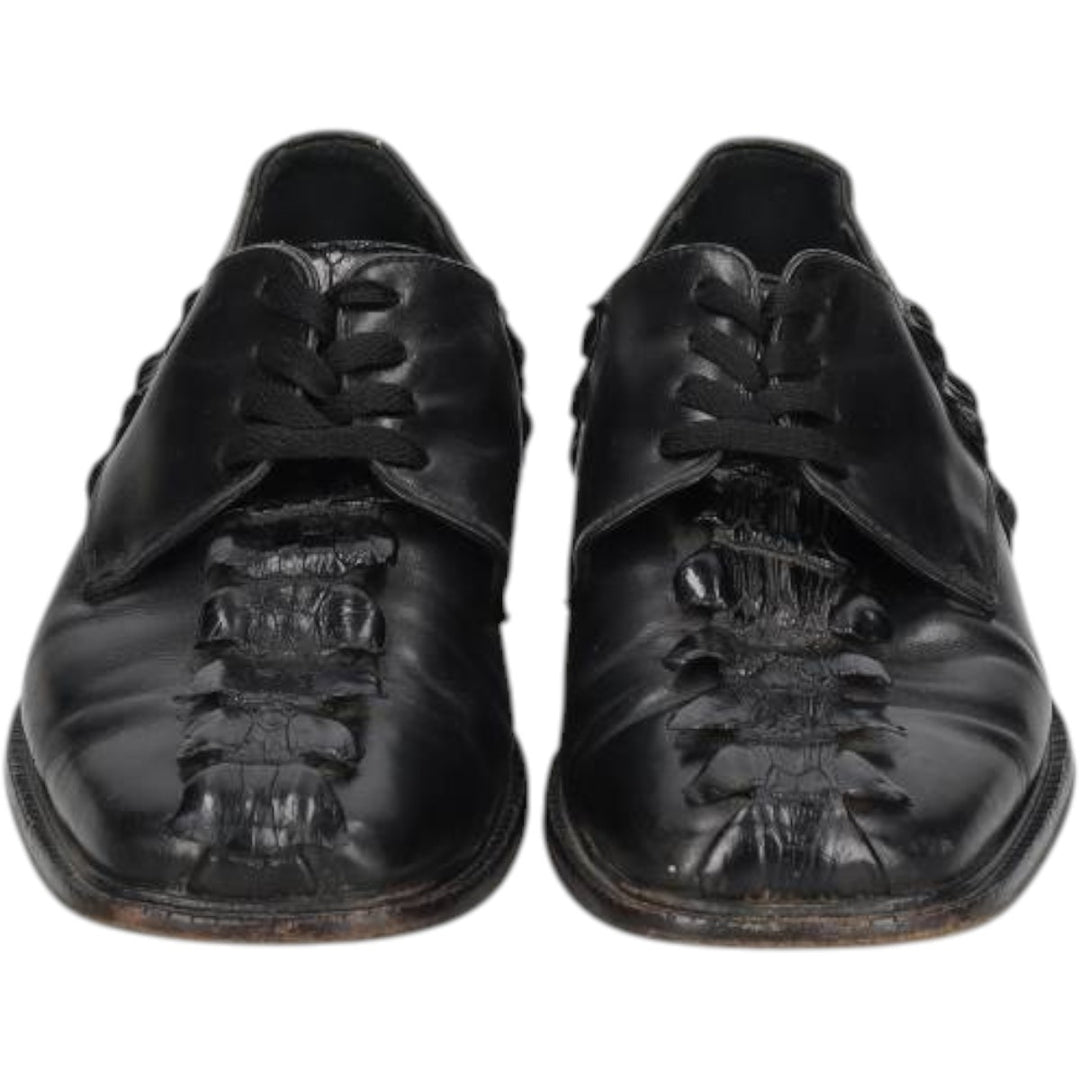 BELVEDERE FLORENCE Square Toe Leather Shoes, Made in Italy, Size 9M Men's 27.5cm genuine leather black type Vintage Second Hand