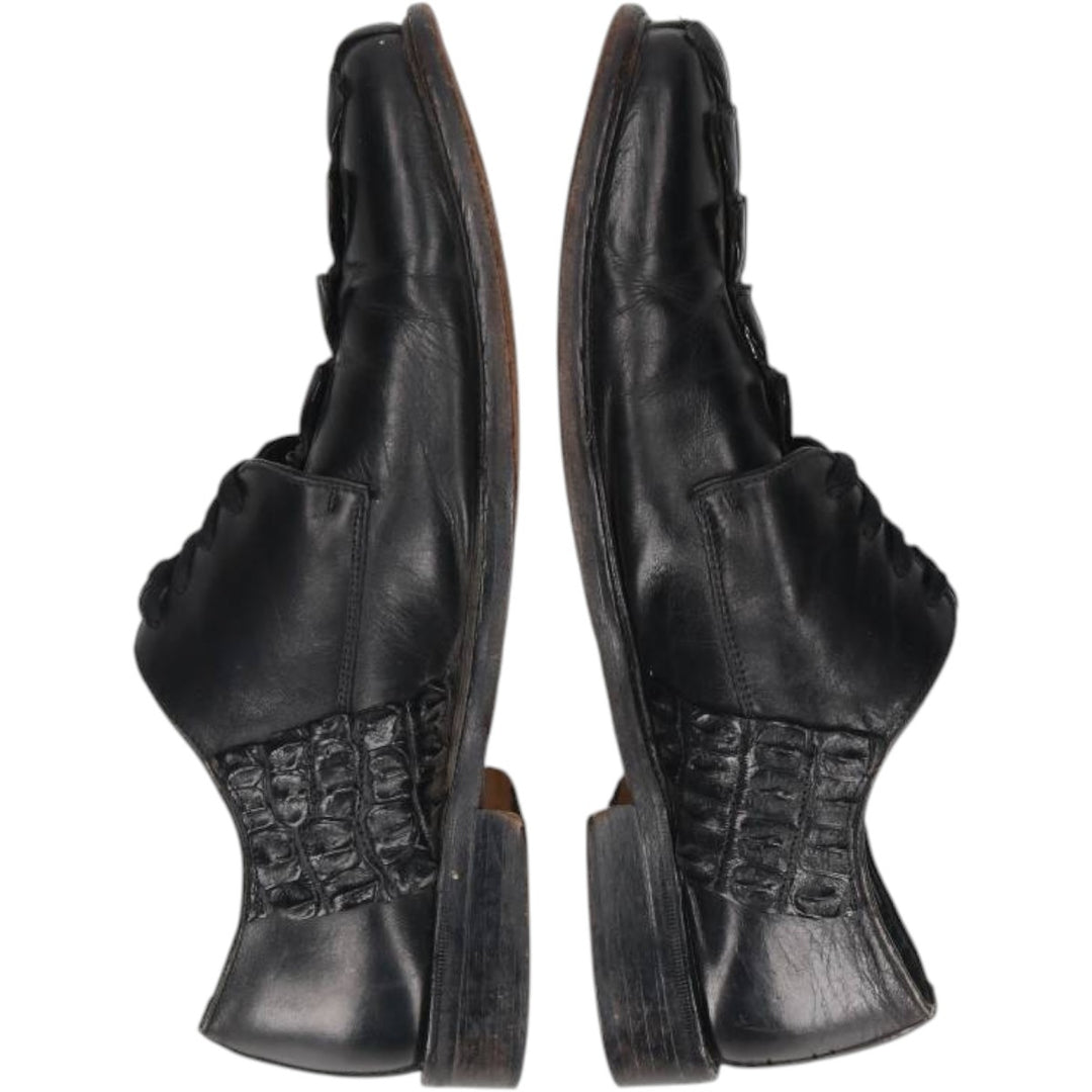 BELVEDERE FLORENCE Square Toe Leather Shoes, Made in Italy, Size 9M Men's 27.5cm genuine leather black type Vintage Second Hand