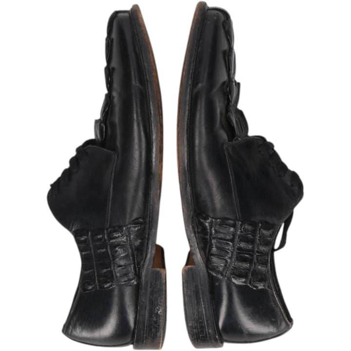 BELVEDERE FLORENCE Square Toe Leather Shoes, Made in Italy, Size 9M Men's 27.5cm genuine leather black type Vintage Second Hand