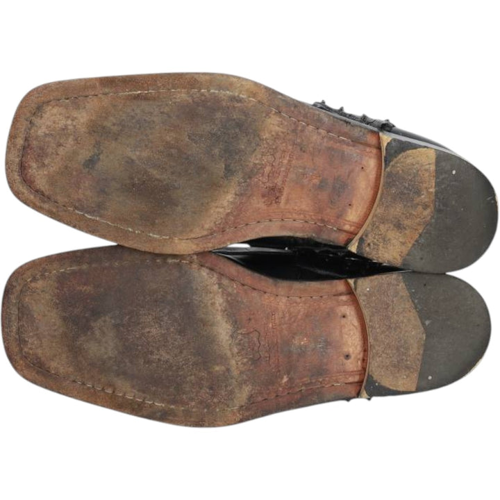 BELVEDERE FLORENCE Square Toe Leather Shoes, Made in Italy, Size 9M Men's 27.5cm genuine leather black type Vintage Second Hand