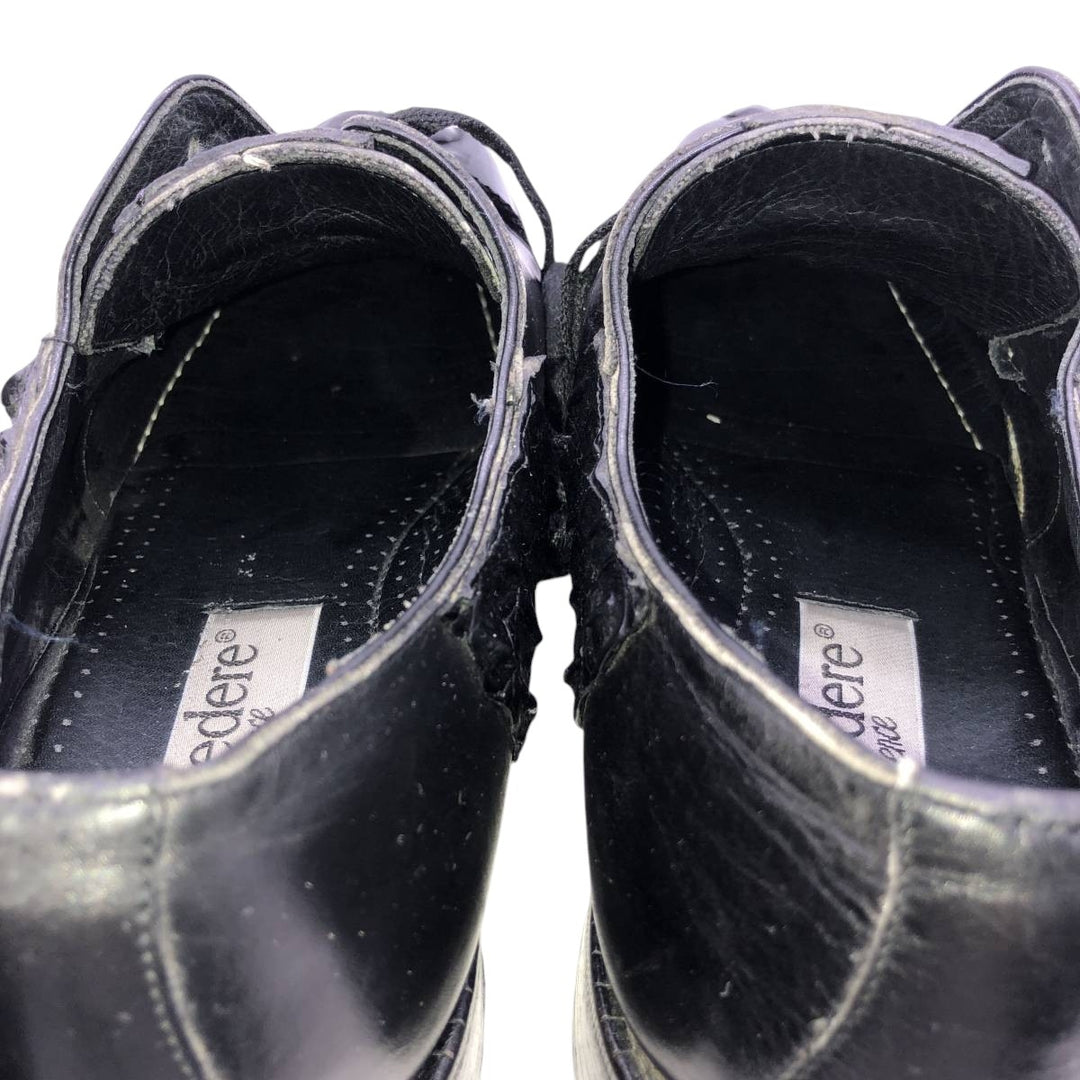 BELVEDERE FLORENCE Square Toe Leather Shoes, Made in Italy, Size 9M Men's 27.5cm genuine leather black type Vintage Second Hand